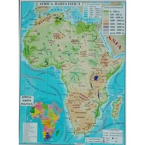 Africa + Australia - Harta Fizica A3