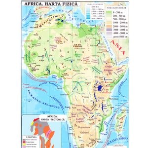 Africa + Australia  - Harta fizica 1:40.000.000 (pliata)