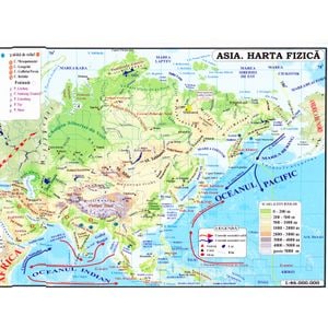Asia - Harta Fizica + Harta Politica 1:46.000.000 (pliata)