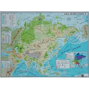 Asia - Harta Fizica + Harta Politica A3
