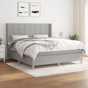 Pat continental cu saltea vidaXL, 160x200 cm, textil, Gri