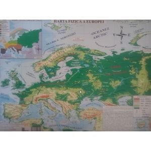 Harta fizica a Europei + Harta politica a Europei 1:20.000.000/1:22.000.000