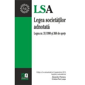 Legea Societatilor Adnotata Act. 9 Septembrie 2015