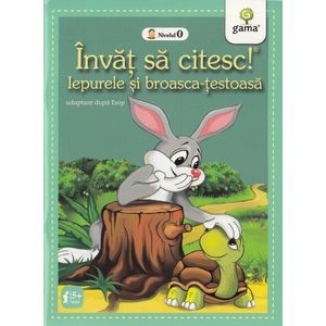 Invat sa citesc! Iepurele si broasca-testoasa. Adaptare dupa Esop. Nivelul 0