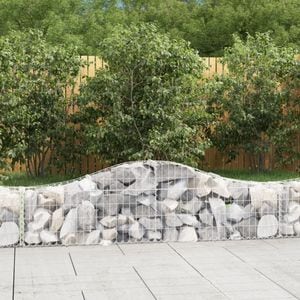 Cosuri gabion arcuite 2 buc, VIDAXL, 200x30x40/60 cm, Metal, Argintiu
