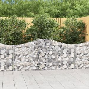 Cosuri gabion arcuite 2 buc, VIDAXL, 200x30x80/100 cm, Metal, Argintiu