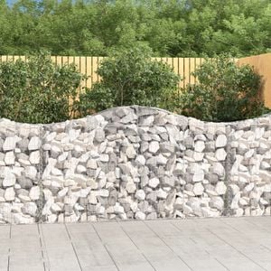 Cosuri gabion arcuite 50 buc, VIDAXL, 200x30x100/120 cm, Metal, Argintiu