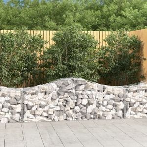 Cosuri gabion arcuite 2 buc, VIDAXL, 200x50x60/80 cm, Metal, Argintiu