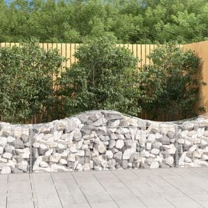 Cosuri gabion arcuite 50 buc, VIDAXL, 200x50x60/80 cm, Metal, Argintiu