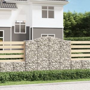Cos gabion arcuit, VIDAXL, 200x50x160/180 cm, Metal, Argintiu
