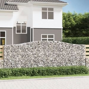 Cosuri gabion arcuite 25 buc, VIDAXL, 400x50x140/160 cm, Metal, Argintiu