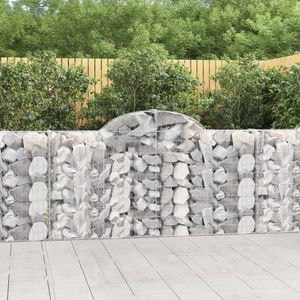 Cosuri gabion arcuite 2 buc, VIDAXL, 200x30x100/120 cm, Metal, Argintiu