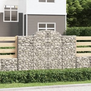 Cosuri gabion arcuite 2 buc, VIDAXL, 200x30x140/160 cm, Metal, Argintiu