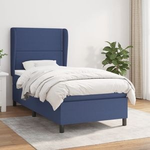 Pat box spring cu saltea vidaXL, 100 x 200 cm, textil, Albastru