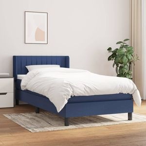 Pat box spring cu saltea vidaXL, 100 x 200 cm, textil, Albastru