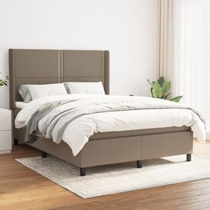 Pat box spring cu saltea vidaXL, 140x200 cm, textil, Taupe