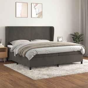 Pat box spring cu saltea vidaXL, 200x200 cm, catifea, Gri