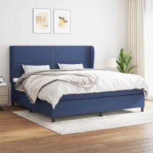 Pat box spring cu saltea vidaXL, 200x200 cm, textil, Albastru