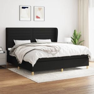 Pat box spring cu saltea vidaXL, 200x200 cm, textil, Negru