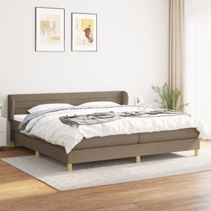 Pat box spring cu saltea vidaXL, 200x200 cm, textil, Taupe