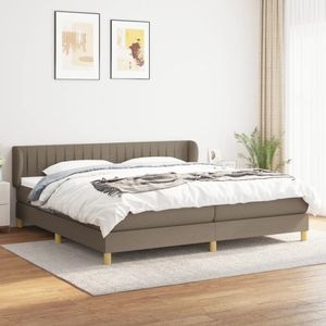 Pat box spring cu saltea vidaXL, 200x200 cm, textil, Taupe
