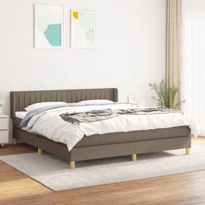 Pat box spring cu saltea vidaXL, 200x200 cm, textil, Taupe