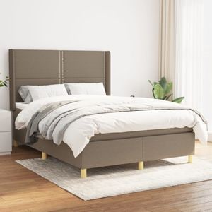 Pat continental cu saltea vidaXL, 140x200 cm material textil, Gri Taupe