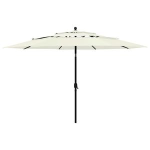 Umbrela de soare vidaXL 3 niveluri, stalp de aluminiu, nisipiu, 3,5 m