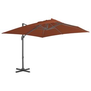 Umbrela in consola vidaXL cu stalp din aluminiu, caramiziu, 400x300 cm