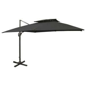 Umbrela suspendata vidaXL cu invelis dublu, negru, 300x300 cm