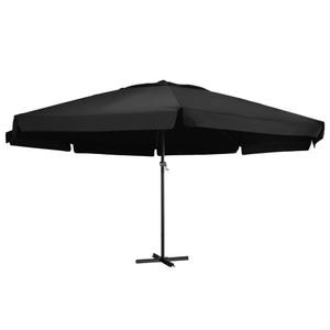 Umbrela de soare vidaXL exterior cu stalp aluminiu, negru, 500 cm 