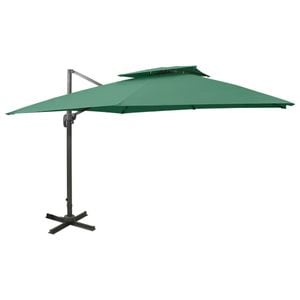 Umbrela suspendata vidaXL cu invelis dublu, verde, 300x300 cm
