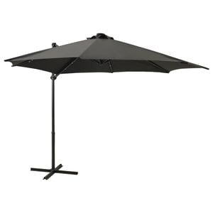 Umbrela suspendata vidaXL cu stalp si LED-uri, antracit, 300 cm