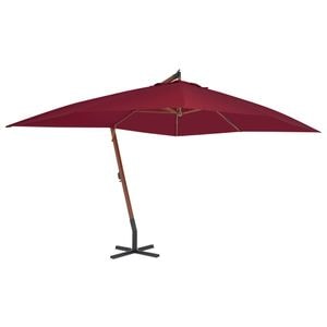 Umbrela suspendata vidaXL cu stalp din lemn, rosu bordo, 400x300 cm