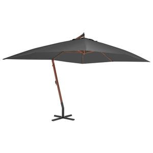 Umbrela suspendata vidaXL cu stalp din lemn, antracit, 400 x 300 cm