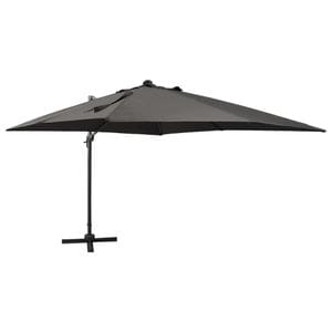 Umbrela suspendata vidaXL cu stalp si LED-uri, antracit, 300 cm