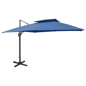 Umbrela suspendata vidaXL cu invelis dublu, albastru azuriu, 300x300cm