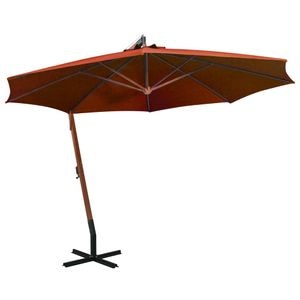 Umbrela suspendata vidaXL cu stalp, caramiziu, 3,5x2,9 m, lemn brad