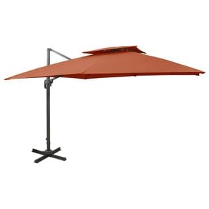 Umbrela suspendata vidaXL cu invelis dublu, caramiziu, 300x300 cm