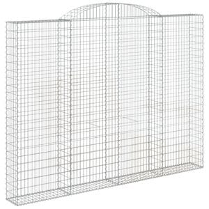Cos gabion arcuit, VIDAXL, 300x30x220/240 cm, Metal, Argintiu