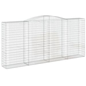 Cos gabion arcuit, VIDAXL, 400x50x180/200 cm, Metal, Argintiu