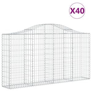 Cosuri gabion arcuite 40 buc, VIDAXL, 200x30x100/120 cm, Metal, Argintiu