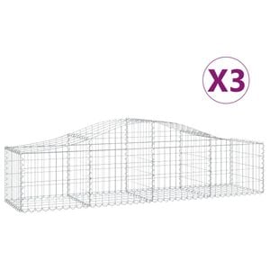 Cosuri gabion arcuite 3 buc, VIDAXL, 200x50x40/60 cm, Metal, Argintiu