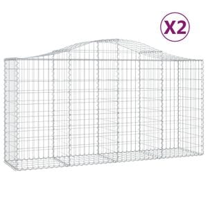 Cosuri gabion arcuite 2 buc, VIDAXL, 200x50x100/120 cm, Metal, Argintiu