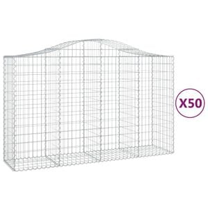 Cosuri gabion arcuite 50 buc, VIDAXL, 200x50x120/140 cm, Metal, Argintiu