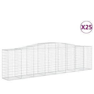 Cosuri gabion arcuite 25 buc, VIDAXL, 400x50x100/120 cm, Metal, Argintiu