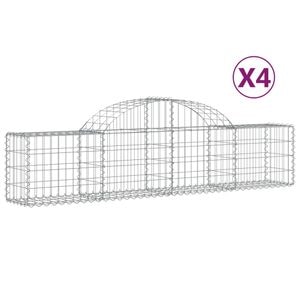 Cosuri gabion arcuite 4 buc, VIDAXL, 200x30x40/60 cm, Metal, Argintiu
