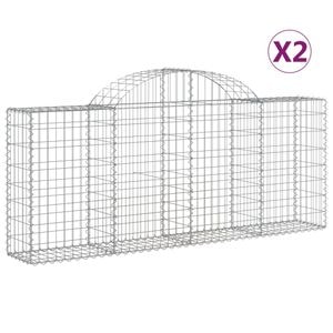 Cosuri gabion arcuite 2 buc, VIDAXL, 200x30x80/100 cm, Metal, Argintiu