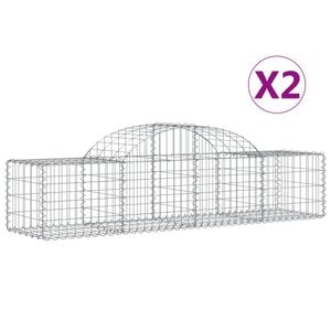 Cosuri gabion arcuite 2 buc, VIDAXL, 200x50x40/60 cm, Metal, Argintiu