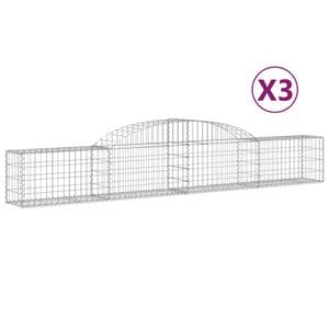 Cosuri gabion arcuite, VIDAXL, 300x30x40/60 cm, Metal, Argintiu